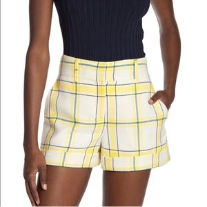 Veronica Beard Carito Yellow Plaid Shorts sz 8